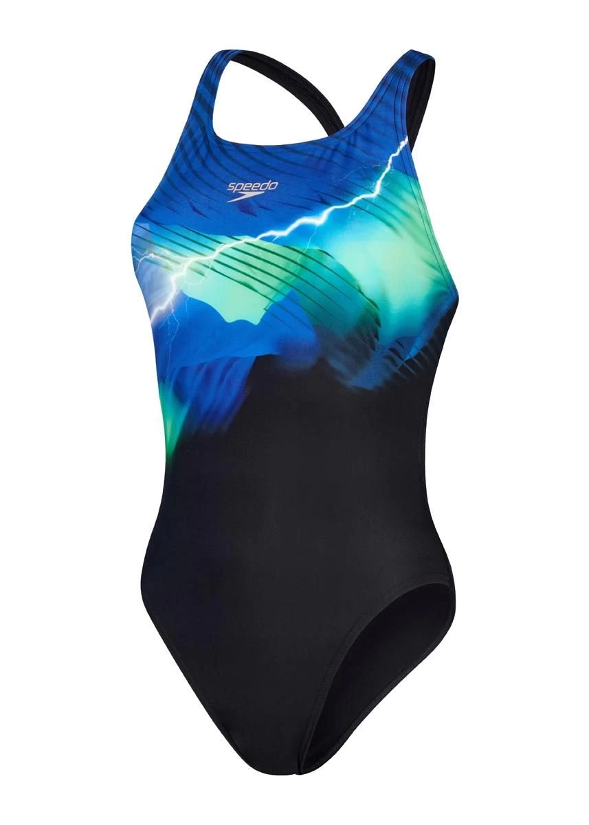 Speedo Placement Digital Leaderback Swimsuit - Black/ Chroma Blue/ Fake Green/ Aquasplash 7 Speedo Placement Digital Leaderback Swimsuit - Black/ Chroma Blue/ Fake Green/ Aquasplash - Image 5