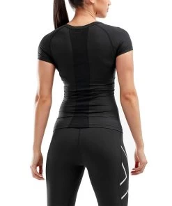 2XU Women's Compression Short Sleeve Top - Black -Leisure Swimwear Paradise wa2269a blk blk 02
