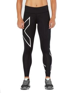2XU Women's Bonded Mid-Rise Tights - Black/Galaxy White 8 2XU Women's Bonded Mid-Rise Tights - Black/Galaxy White -Leisure Swimwear Paradise wa4880b blk gxw 03 1