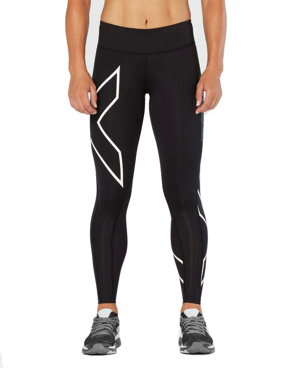2XU Women's Bonded Mid-Rise Tights - Black/Galaxy White 5 2XU Women's Bonded Mid-Rise Tights - Black/Galaxy White - Image 3