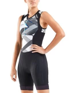 2XU Women's Compression Tri Singlet - Black/Chroma -Leisure Swimwear Paradise wt5522d blk chr side 1