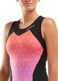 2XU Women's Active Tri Singlet - Black/Sunset Ombre 9 2XU Women's Active Tri Singlet - Black/Sunset Ombre -Leisure Swimwear Paradise wt5547a blk sto 04