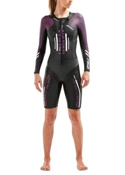 2XU Women's Swim Run: Pro Wetsuit- Black / Berry -Leisure Swimwear Paradise ww5478c blk vyg